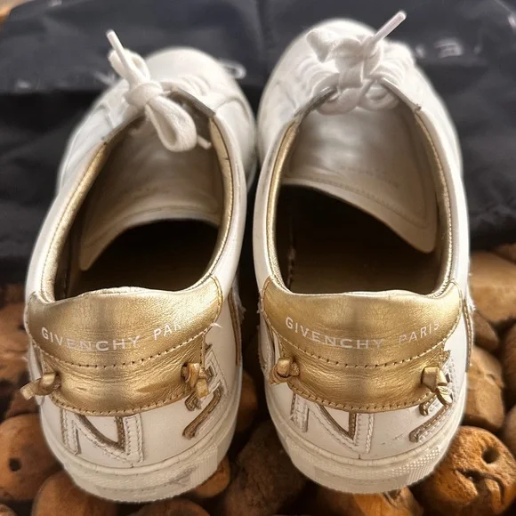 Givenchy Women White and Gold Leather Sneakers Size 40 - Picture 3 of 12